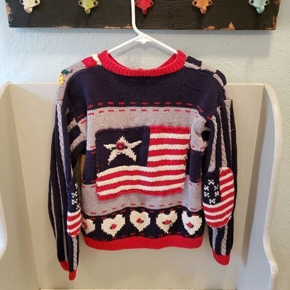 Vintage Eagles Eye  Americana Patriotic Teacher Sweater size Medium - Picture 5 of 8